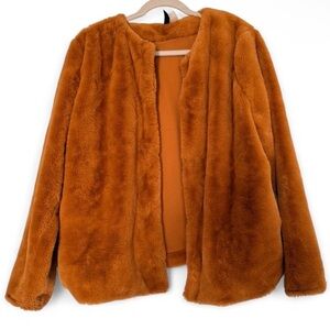 'H&M/Divided’ Rust Orange/Brown Faux Fur Coat✨